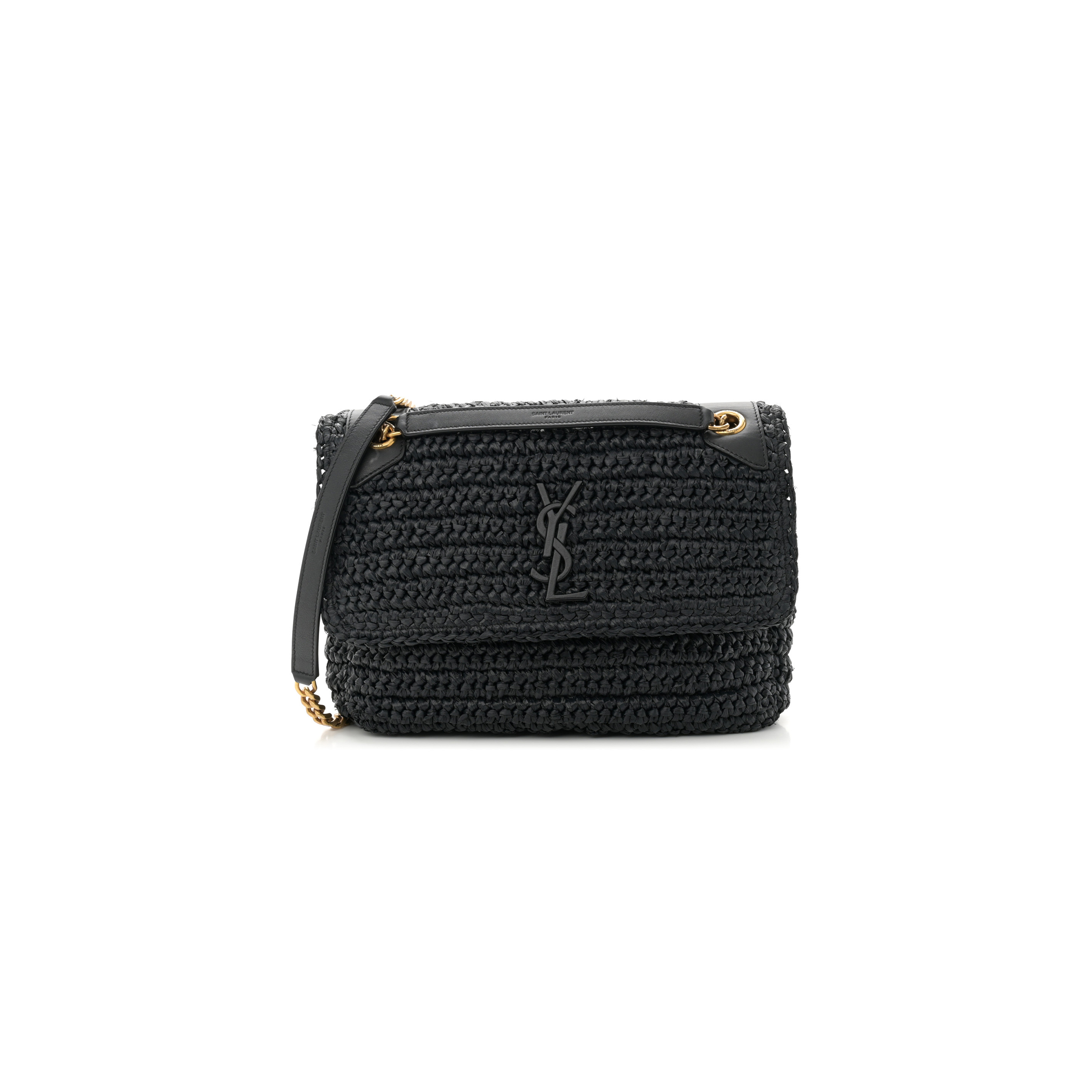 Y*L niki raffia shoulder bag in black 1550433 (22*16.5*12cm)